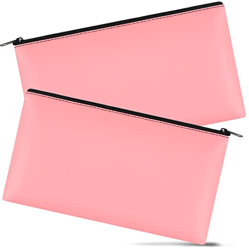 2 Pieces Money Bags with Zipper, 11x6.1 inch Money Pouch, Bank Bag, Cash Bag, Check Wallet, Cosmetics(pink) - color: Pink, size: 2 Pieces