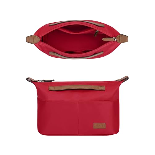 GIVLEFLY Purse Organizer Insert with Zipper, Lightweight Handbag Organizer Insert with Handle, Bag Organizer Insert for Tote & Handbags - color: Red, size: Medium