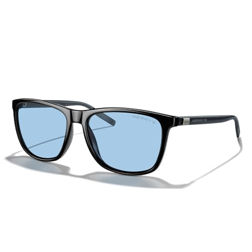 MERRY'S Unisex Polarized Aluminum Sunglasses Vintage Sun Glasses For Men/Women S8286 - color: Black Frame/Blue Tinted Lens/Gray Temples