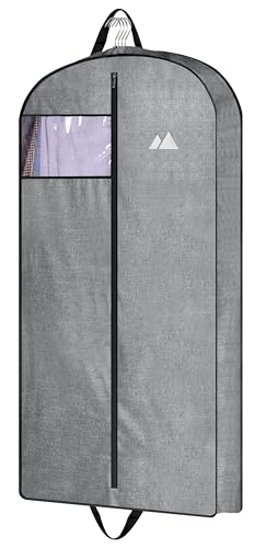 MISSLO 43" Heavy Duty Hanging Garment Bags for Travel Suit Bag for Men Waterproof Oxford Fabric Suit Cover for Traveling Monogrammed Closet Clothes Storage - color: Gray, size: 43 inch