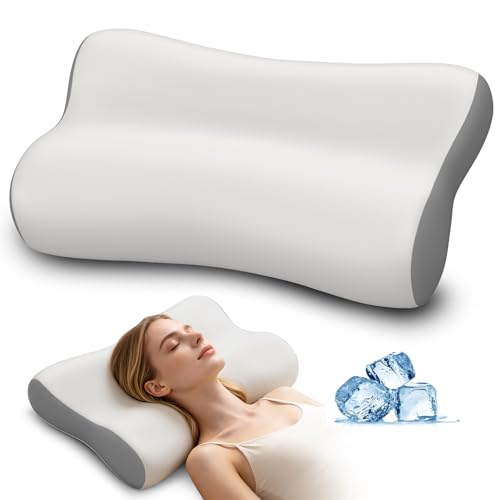 Polovo Cervical Neck Pillow for Pain Relief - Ergonomic Side Sleeper Pillow for Deep Sleep, Contour Memory Foam Pillows for Sleeping Bed Pillow for Side Back Stomach Sleepers(Grey) - color: Grey
