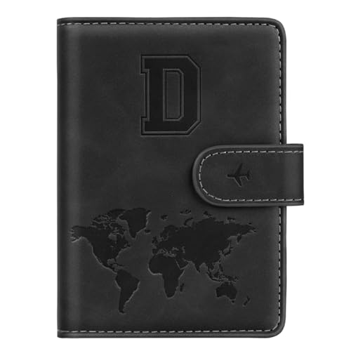 Passport Holder Wallet Cover Personalized Letter A-Z Travel Wallet RFID Blocking Passport Cover Wallet Case for Travel Passport Book Holders for Women and Men, Black-D - color: Black, size: D