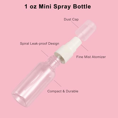 Real Perfection Spa Headband for Washing Face, Skincare Headband Wristband Set for Facial Mask Skin Care, Makeup Remover Towel Cloth Small Spray Bottle with Travel Makeup Bag Gifts for Women - Pink - color: Pink
