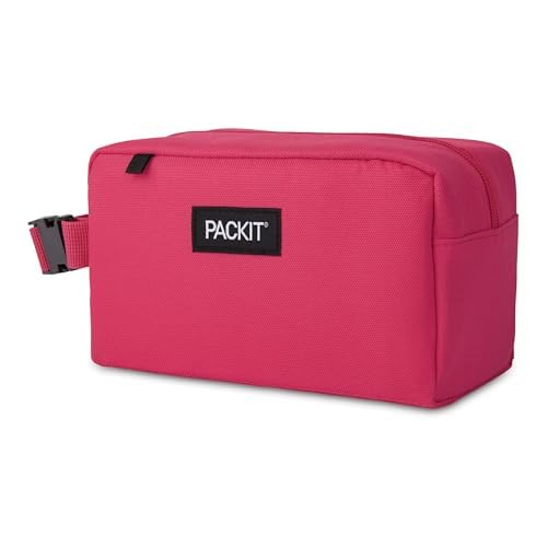 PackIt Freezable Snack Box, Magenta, Built with EcoFreeze Technology, Collapsible, Reusable, Zip Closure with Buckle Handle, Designed For Work Snacks, Fresh Snacks On the Go, Adults, and All Ages - color: Magenta