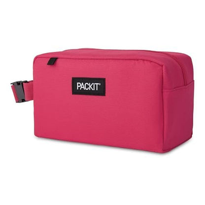 PackIt Freezable Snack Box, Magenta, Built with EcoFreeze Technology, Collapsible, Reusable, Zip Closure with Buckle Handle, Designed For Work Snacks, Fresh Snacks On the Go, Adults, and All Ages - color: Magenta