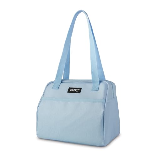 PackIt(R) Freezable Hampton Lunch Bag, Sky Blue, Built with EcoFreeze(R) Technology, Collapsible, Reusable, Zip Closure with Front Pocket and Shoulder Straps, Designed for Fresh Office Lunches - color: Sky Blue