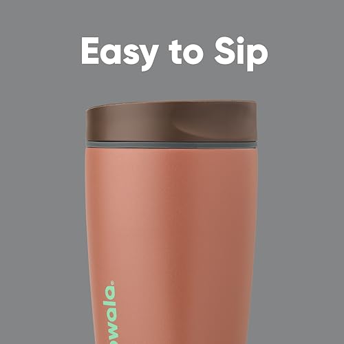 Owala SmoothSip Slider Insulated Stainless Steel Coffee Tumbler, Reusable Iced Coffee Cup, Hot Coffee Travel Mug, BPA Free 12 oz, Grey/Brown (Cozy Cocoa) (Pack of 8) - color: Cozy Cocoa, size: 12 Ounces (Pack of 8)