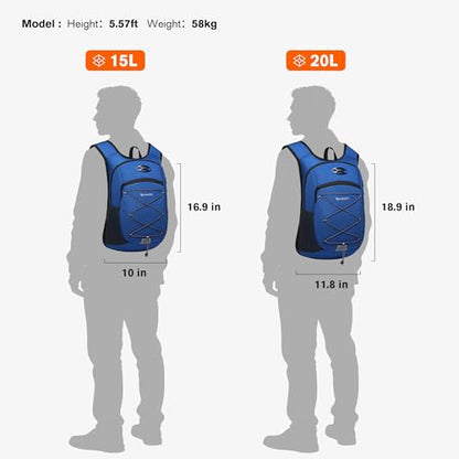Ultra-Light Soft Daypack 15L/20L, Cushioned Breathable Back Panel Backpack, Lightweight Packable Travel Backpack (Blue, 20L) - color: Blue, size: 20L