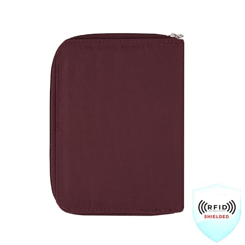 Travelon RFID Blocking Passport Zip Wallet - color: Dark Bordeaux