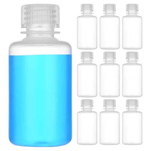 2oz/60ml Plastic Sample Bottles with caps, Wide Mouth Reagent Bottle with Lids Leak Proof Containers Water Sample Bottles for Laboratories, Travel(10Pcs) - style: 60ML-10pcs