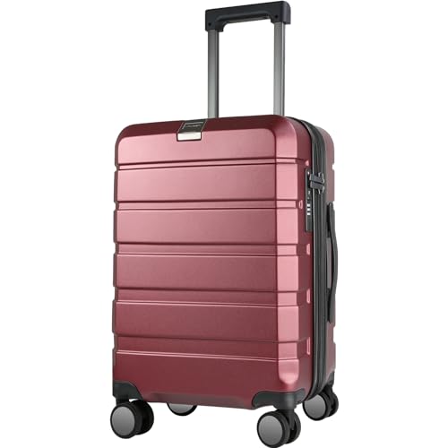 KROSER Hardside Expandable Carry On Luggage with Spinner Wheels & Built-in TSA Lock, Durable Suitcase Rolling Luggage with USB Port, Carry-On 20-Inch, Burgundy - color: Burgundy