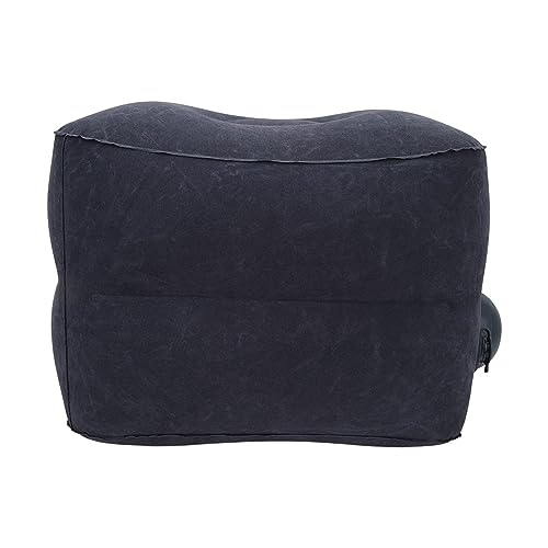 Foot Rest Pillow Inflatable Two Layer Single Air Valve PVC Flocking Portable Reducing Fatigue Airplane Foot Pillow for Office Home Travel (Dark Blue) - color: Dark Blue