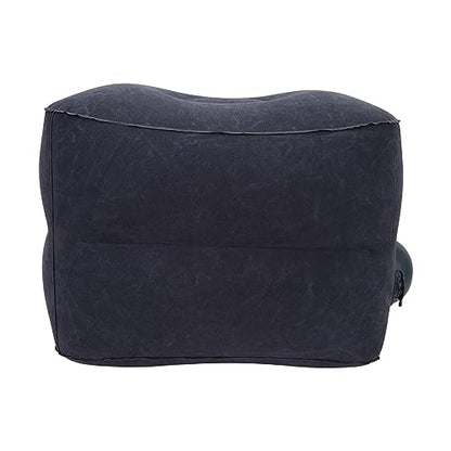 Foot Rest Pillow Inflatable Two Layer Single Air Valve PVC Flocking Portable Reducing Fatigue Airplane Foot Pillow for Office Home Travel (Dark Blue) - color: Dark Blue