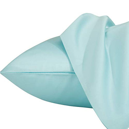 NTBAY Egyptian Cotton Toddler Pillowcases - Set of 2 - Travel Pillow Cases - 500 Thread Count Cotton 13x18 Pillow Covers - Envelope Closure Nursery Pillowcases, 13x18 Inches, Aqua - color: Aqua