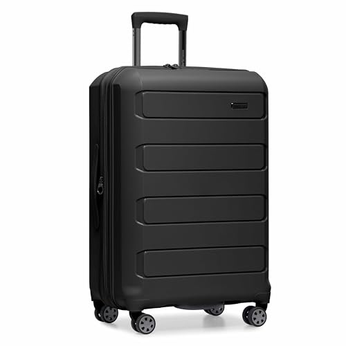 Traveler's Choice Pagosa Hardshell Expandable Luggage with Spinner Wheels, Black, 27-Inch Medium - color: Black, size: 27-Inch Medium