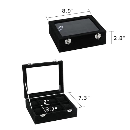Frebeauty 8-Slot Watch Box,Velvet Watch Case with Glass Lid,Watch Organizer Box for Men and Women,Lockable Watch Storage,Watch Display Case,Ideal Gift(Black) - color: Black, size: 8 Slots