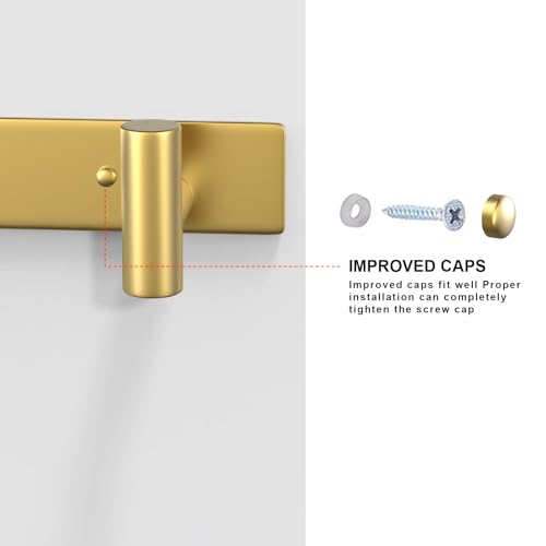 VAEHOLD Hat and Coat Wall Mount Rack - Hooks for Robes, Bags, Keys, and Towels - Bathroom Towel Hanger Organizer (Gold, “T“ Shape 3 Hooks 1 Pack) - color: Gold, size: “T“ Shape 3 Hooks 1 Pack