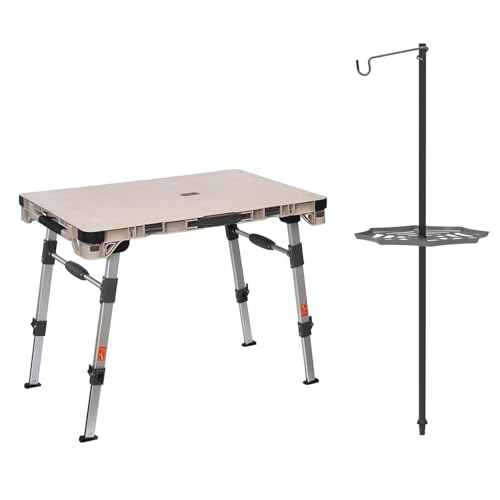 LEADALLWAY 3-in-1 Multi-Purpose Camping Table with Lamp Bracket
