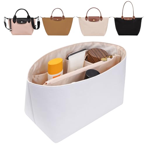 Purse Organizer Insert For Le Pliage, Ultra-light Waterproof DupontPaper le pliage Bag Organizer (White, Medium) - color: White, size: Medium
