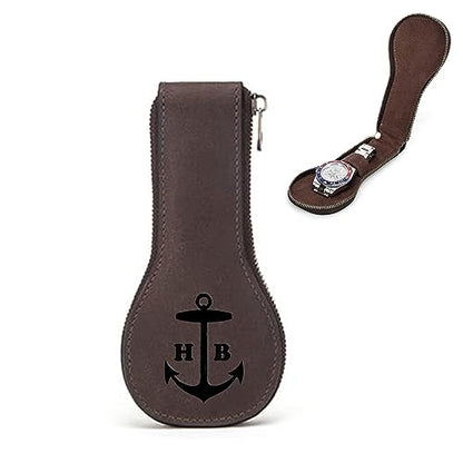 Personalized Customized Watch Case, High-grade Zipper Jewelry Box,Portable Travel Genuine Leather Watch Case Storage Bag (02 Coffee) - color: 02 Coffee