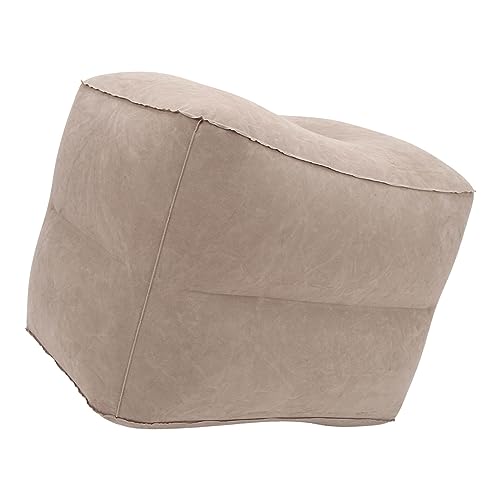 Foot Rest Pillow Inflatable Two Layer Single Air Valve PVC Flocking Portable Reducing Fatigue Airplane Foot Pillow for Office Home Travel (Grey) - color: Grey