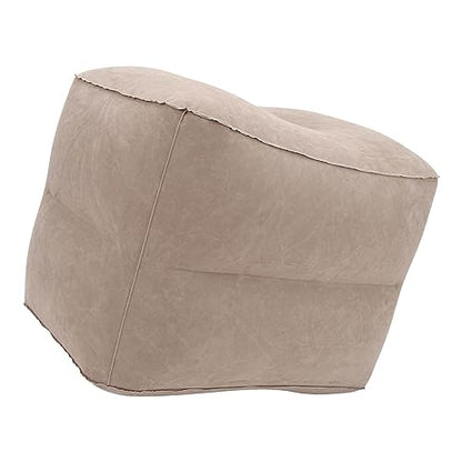 Foot Rest Pillow Inflatable Two Layer Single Air Valve PVC Flocking Portable Reducing Fatigue Airplane Foot Pillow for Office Home Travel (Grey) - color: Grey
