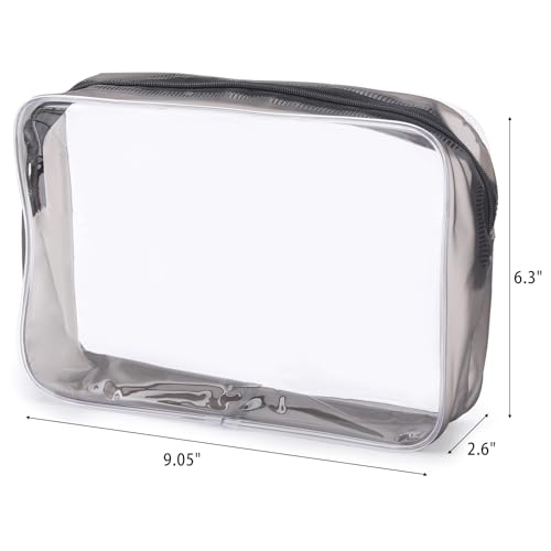 Tbestmax 10 Pack Clear Cosmetic Bags Makeup Bags Portable Waterproof TSA Approved Travel Toiletry Bags Large Organizer Matte Black, 9" x 6.3" x 2.6" - color: Large - Matte Black