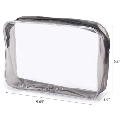 Tbestmax 10 Pack Clear Cosmetic Bags Makeup Bags Portable Waterproof TSA Approved Travel Toiletry Bags Large Organizer Matte Black, 9" x 6.3" x 2.6" - color: Large - Matte Black