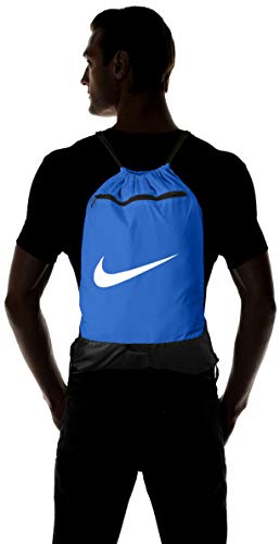 Nike Brasilia Training Gymsack, Drawstring Backpack with Zipper Pocket and Reinforced Bottom, Game Royal/Game Royal/White - color: Game Royal/Game Royal/White