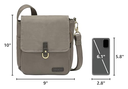 Travelon Anti-Theft Courier Tour Bag - color: Stone Gray