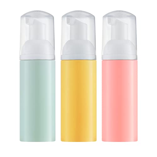 Tekson 3 PCS Soap Foam Bottle (2 oz), Empty Travel Foaming Lash Shampoo for Cleanser, Dispenser (Yellow&Green&Pink Pump) - color: Green&yellow&pink, size: 3pcs