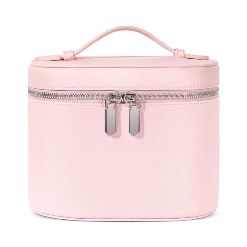 honitty Makeup Bag, Travel Make up Case with Compartments and Handle, Portable Cosmetic Organizer Bags,Toiletry Bag for Women - color: pink(7.6*5.5*6 in), size: M(7.6*5.5*6 in)