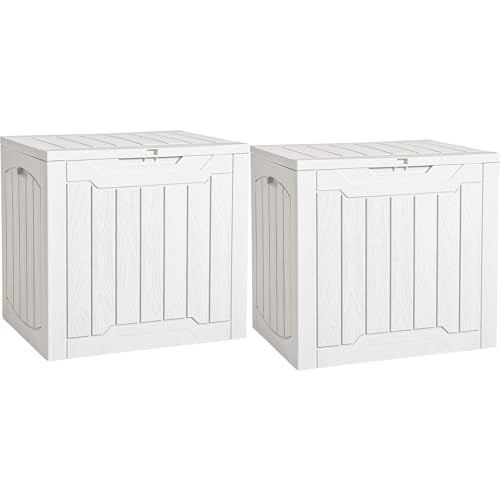 YITAHOME 31 Gallon Deck Boxes Set of 2, Lockable Outdoor Storage Bins for Patio Cushions, Garden Tools, Weather-Resistant Resin Storage Solution, White - color: White, size: 31 Gallon 2pcs