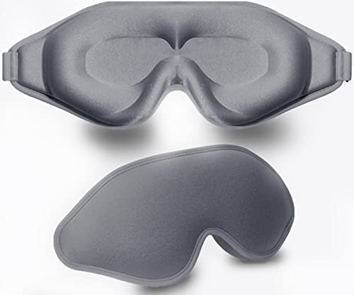 Sleep Mask, 3D Deep Contoured Eye Covers for Sleeping, 99% Block Out Light Eye Mask, Zero Pressure Cup Blindfold for Men Women, with Adjustable Strap for Sleeping, Yoga, Traveling (Grey) - color: Grey