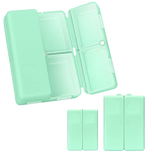 FYY 2 Pcs Daily Pill Organizer, 7 Compartments Portable Pill Case Travel Pill Organizer,[Folding Design] Pill Box for Purse Pocket to Hold Vitamins,Cod Liver Oil,Supplements and Medication-Green - color: Green, size: Large (1 Piece), Small (1 Piece)