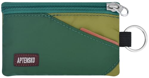 RFID Blocking Travel Wallet with Adjustable Lanyard, Small Nylon Zipper Pouch and Badge Holder for ID, Credit Cards, Cash, Keys, Commuters (ForestGreen+OliveGreen) - color: ForestGreen+OliveGreen