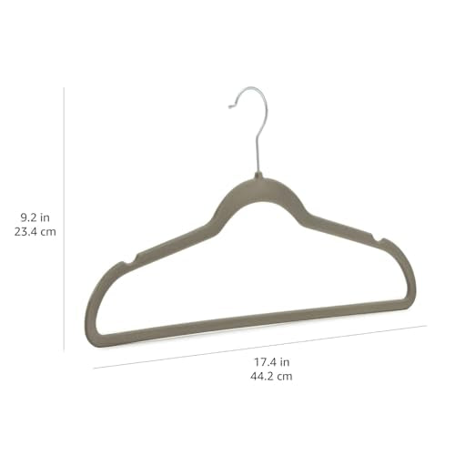 Amazon Basics Slim Velvet Non-Slip Space Saving Suit Clothes Hangers, Sturdy Metal, Gray/Silver, 30-Pack - color: Gray/Silver, size: Pack of 30