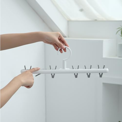 Foshine Clothes Hanger 2 Pack Clothes Drying Racks Windproof for Drying Socks Bras Underwears Baby Clothes Hats Scarfs Towels Pants and Gloves Diaper Grey Orange - color: White With Orange&grey Clips