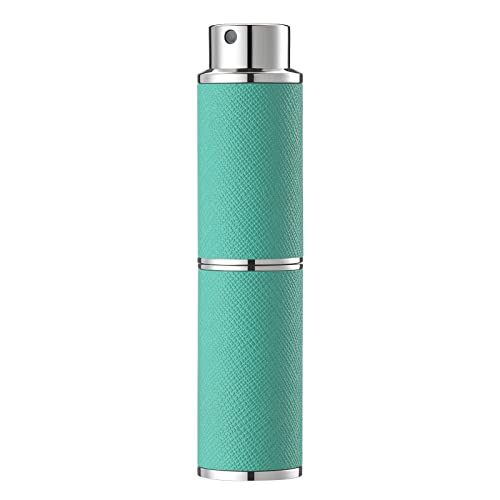 Travel Perfume Bottle Refillable - 8ML Leather Empty Mini Cologne Spray Atomizer Men - Small Fragrance Sample Sprayer - Portable Refill Travel Essentials Container with Green - color: Green