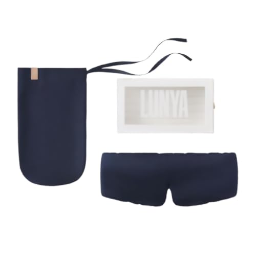 Lunya Washable Silk Sleeping Mask - Thermoregulating Mulberry Silk, Light Blocking and Comfortable Fit – Sleep Mask for Women and Men with Box - Deep Blue - Small - color: Deep Blue - Small, size: Large