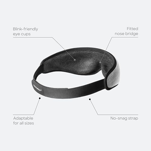 Ostrichpillow Eye Mask, Sleep Mask for Men Women 100% Blackout, No Pressure On Eyes, Soft & Breathable, Adjustable Fit, Travel Bag Included - color: Midnight Grey