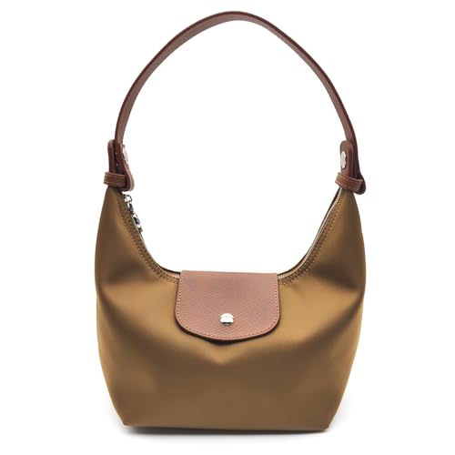 Convertible Women Underarm Bag Shoulder Purses with 2 Straps, Handbag Zipper Closure Minimalist Dumpling Design - color: Caramel, size: Small