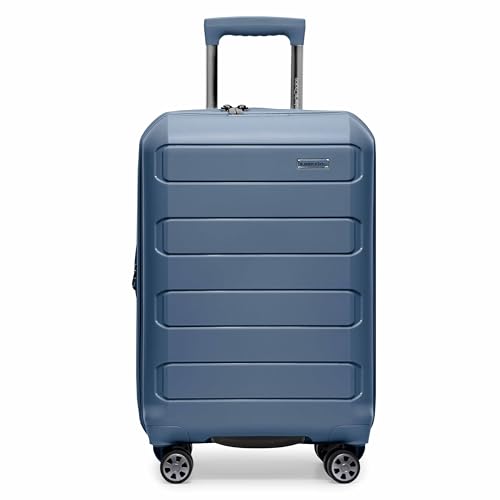Traveler's Choice Pagosa Hardshell Expandable Luggage with Spinner Wheels, Slate Blue, 22-Inch Carry-on - color: Slate Blue, size: 22-Inch Carry-on