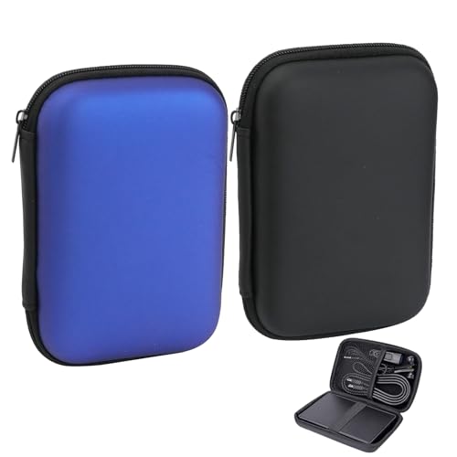 Zoyiancy Power Bank Case, Hard Cover Cable Storage Bag, Travel Shockproof Carrying Portable Eva Case for Power Cable Earbuds Power Bank (Black, Blue) - color: Black, Blue