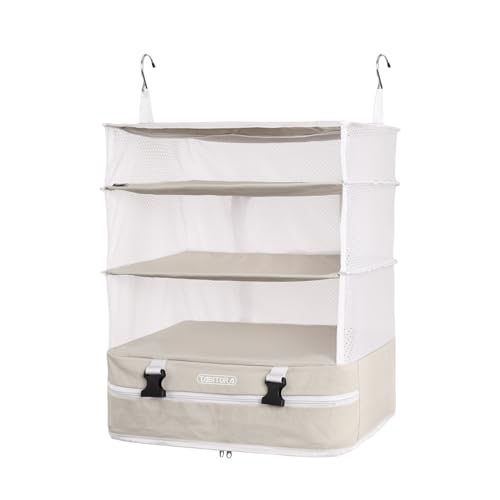 TABITORA Portable Hanging Travel Shelves Bag Packing Cube Organizer Suitcase Storage Large Capacity (Cream white XL) - color: Cream White, size: XX-Large