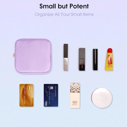Wandering Nature Small Makeup Bag for Purse Mini Make up Pouch Cute Cosmetic Pouch for Women with Slip-in Pockets Eco Vegan Leather, Purple - color: A2: Purple