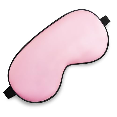 Sleep Mask, Silk Eye Mask for Sleeping with Adjustable Strap, Blindfold Eyeshade for Men & Women, Comfortable & Soft Eye Cover Eyeshade for Night Sleep (Rose Pink) - color: Rose Pink