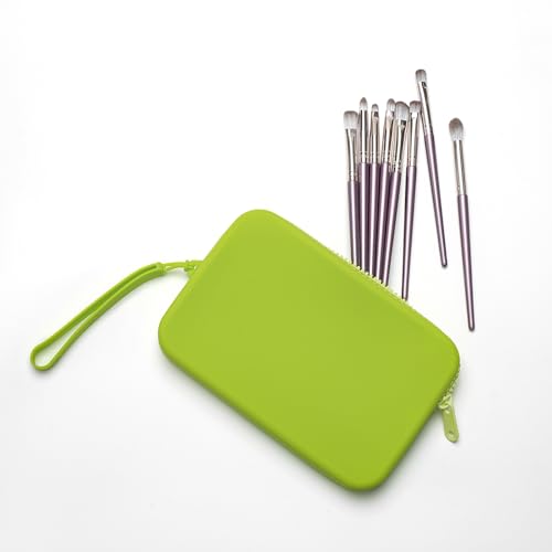 Large Silicone Multifunctional Essential Bag Portable Travel Makeup Bag for Women Men Cards Cash Bag Zipper Pouch (Green) - color: Green