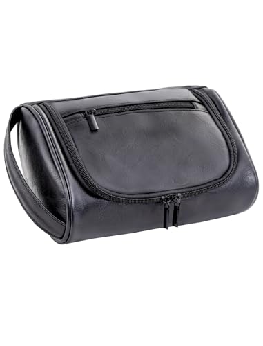 Mens Toiletry Bag, Compact Dopp Kit for Men Travel, PU Leather Shaving Kit, Water-Resistant Minimalist Organizer with Wrist Strap, Travel Toiletry Bag, Gift for Men,Small 9X5.9X3 Inch Black - color: Black, size: S(9x5.9x3.3")
