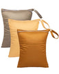 babygoal Wet Dry Bags for Baby Cloth Diapers, Washable Travel Bags, Beach, Pool, Gym Bag for Swimsuits & Wet Clothes with Two Zippered Pockets 3 Pack, 3LN20 - color: Light brown & sugar brown
